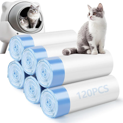 Ondware cat litter bags compatible with automatic self cleaning litter box front view showing packaging roll