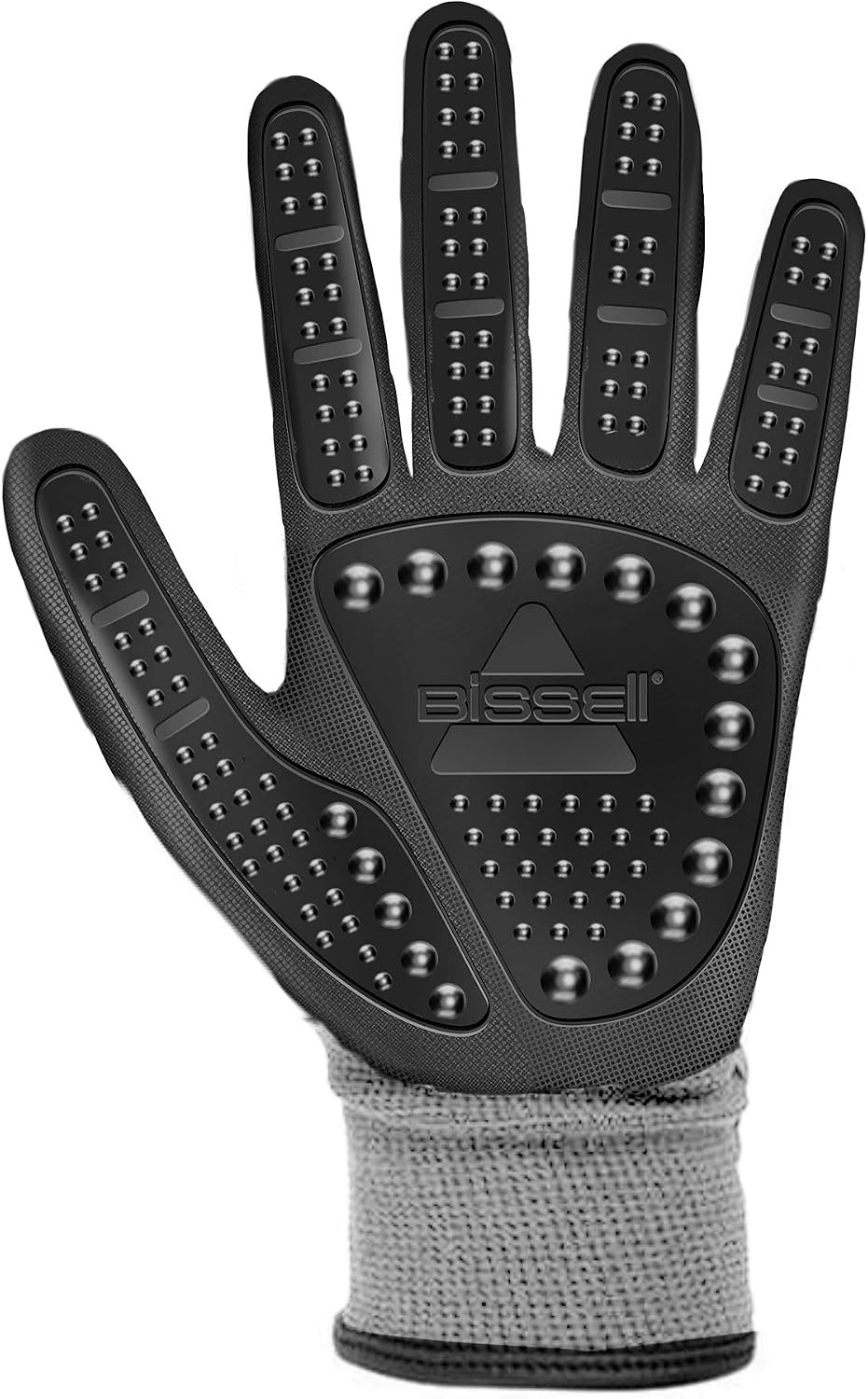 Bissell de-shedding gloves shown during use on a cat or dog