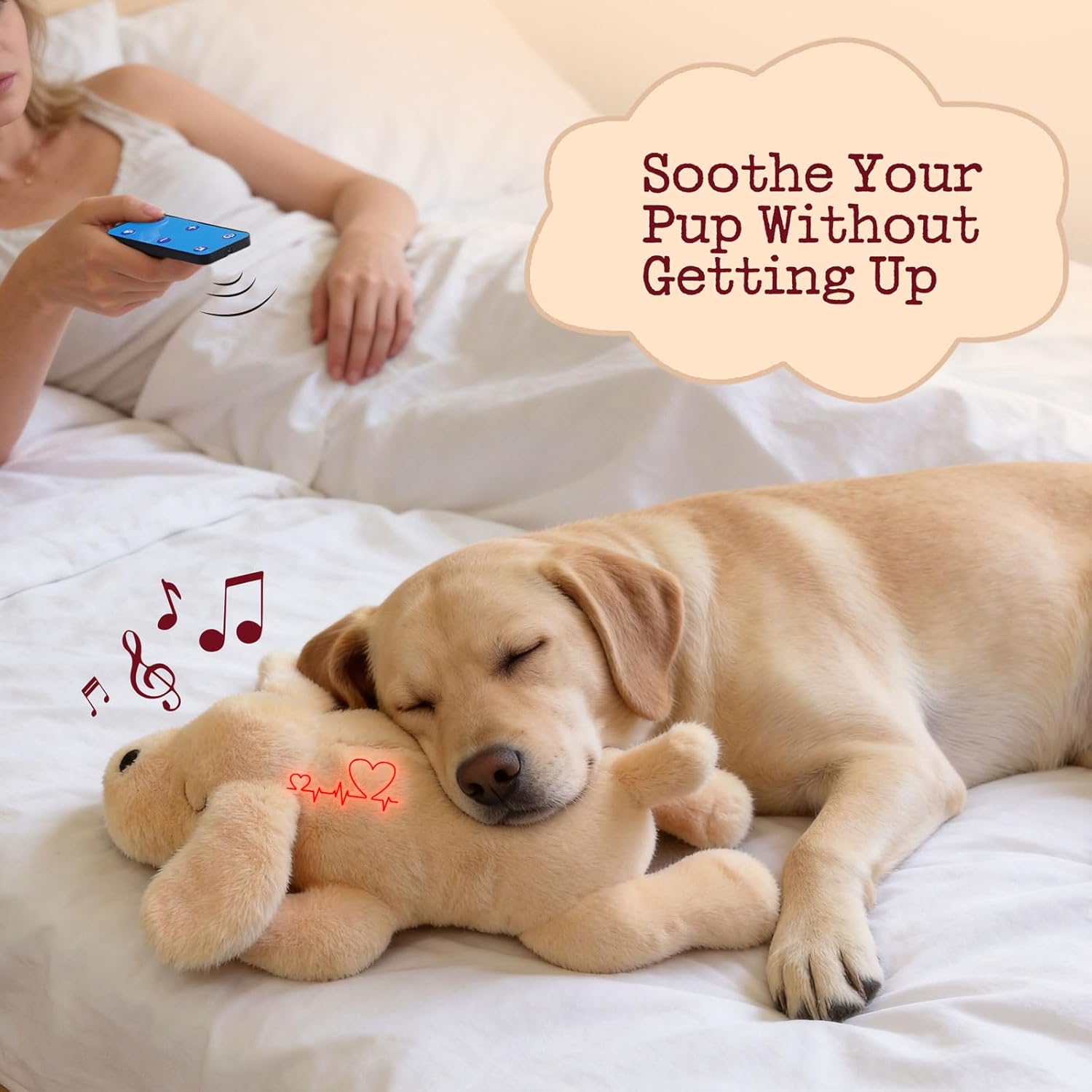 Internal heartbeat module for Fuzzwoof calming pet toy