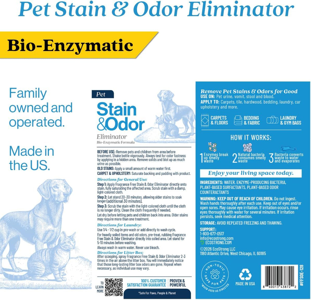 Eco Strong Pet Stain and Odor Remover - Pet Odor Eliminator, Urine Destroyer for Dogs, Pet Urine Enzyme Cleaner | Santel Woods - 128 oz - Image 9