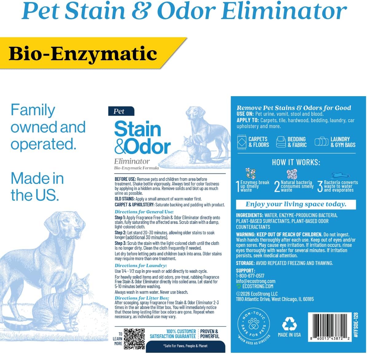 Eco Strong Pet Stain and Odor Remover - Pet Odor Eliminator, Urine Destroyer for Dogs, Pet Urine Enzyme Cleaner | Santel Woods - 128 oz - Image 9