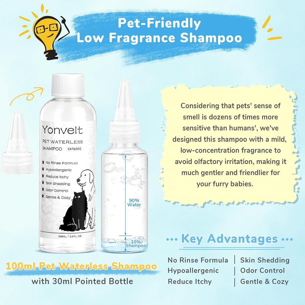 Waterless shampoo and grooming accessories for pets