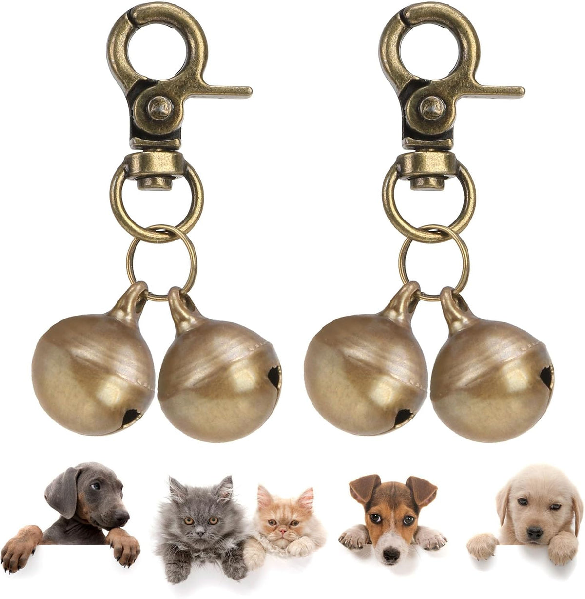 SCENEREAL copper pet bells front view hanging charm accessory