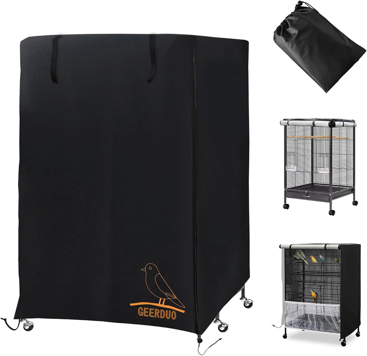 GeerDuo night shading blackout cover installed on pet cage