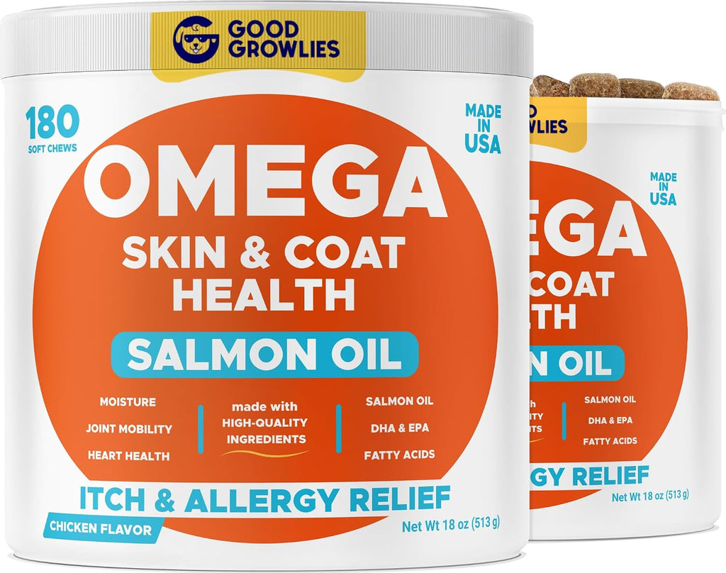 Omega 3 Fish Oil for Dogs (180 Ct) - Skin & Coat Chews - Dry & Itchy Skin Relief + Allergy Support - Shiny Coats - EPA&DHA Fatty Acids - Natural Salmon Oil Chews Promotes Heart, Hip & Joint Support - Image 9