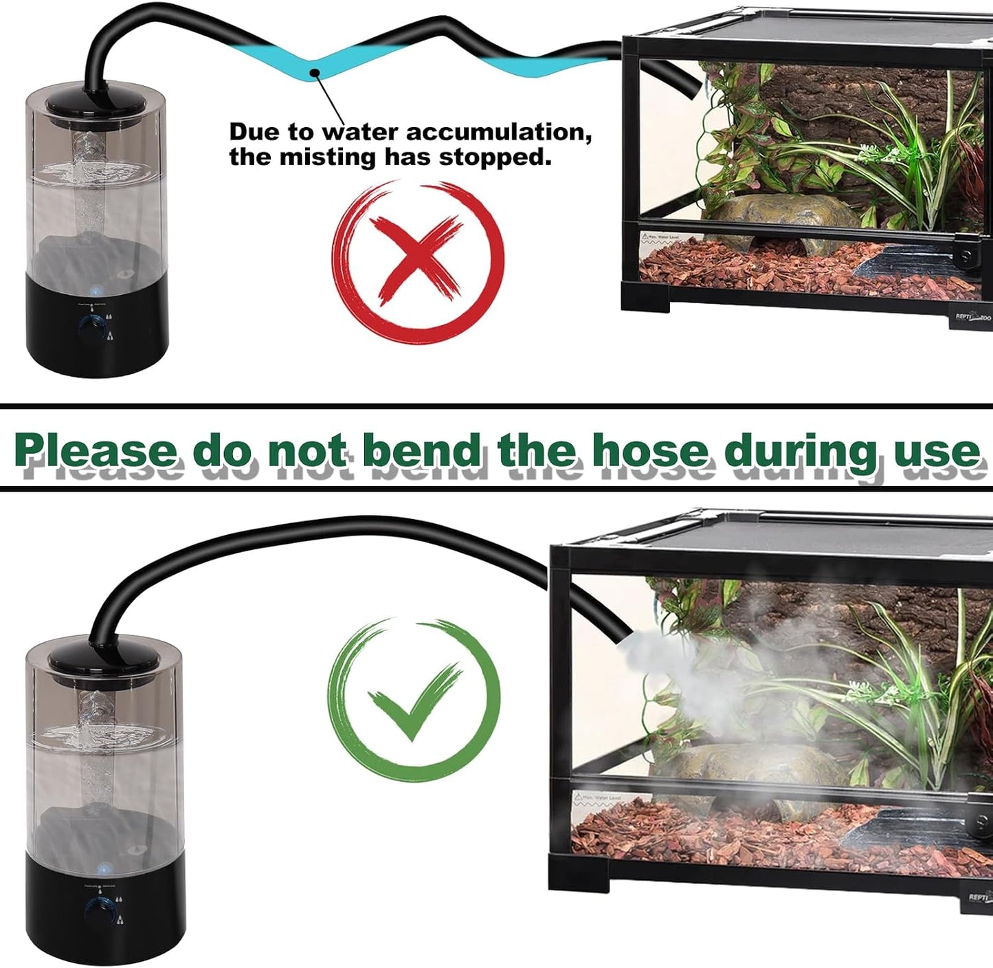 Adjustable extension hose for Hoqqf terrarium humidifier