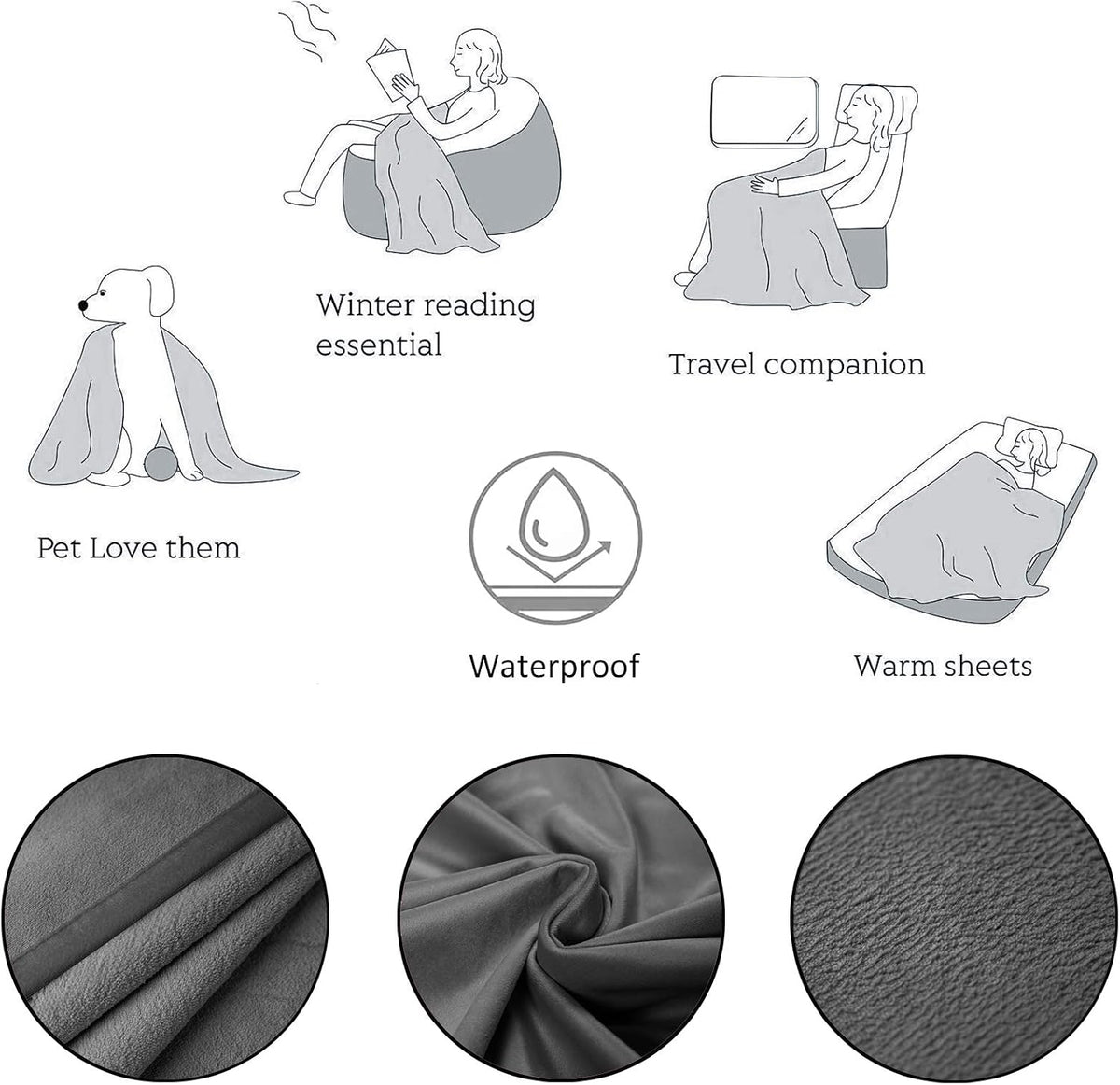 Close-up shot of the soft leakproof fabric on the Ameritex pet throw.
