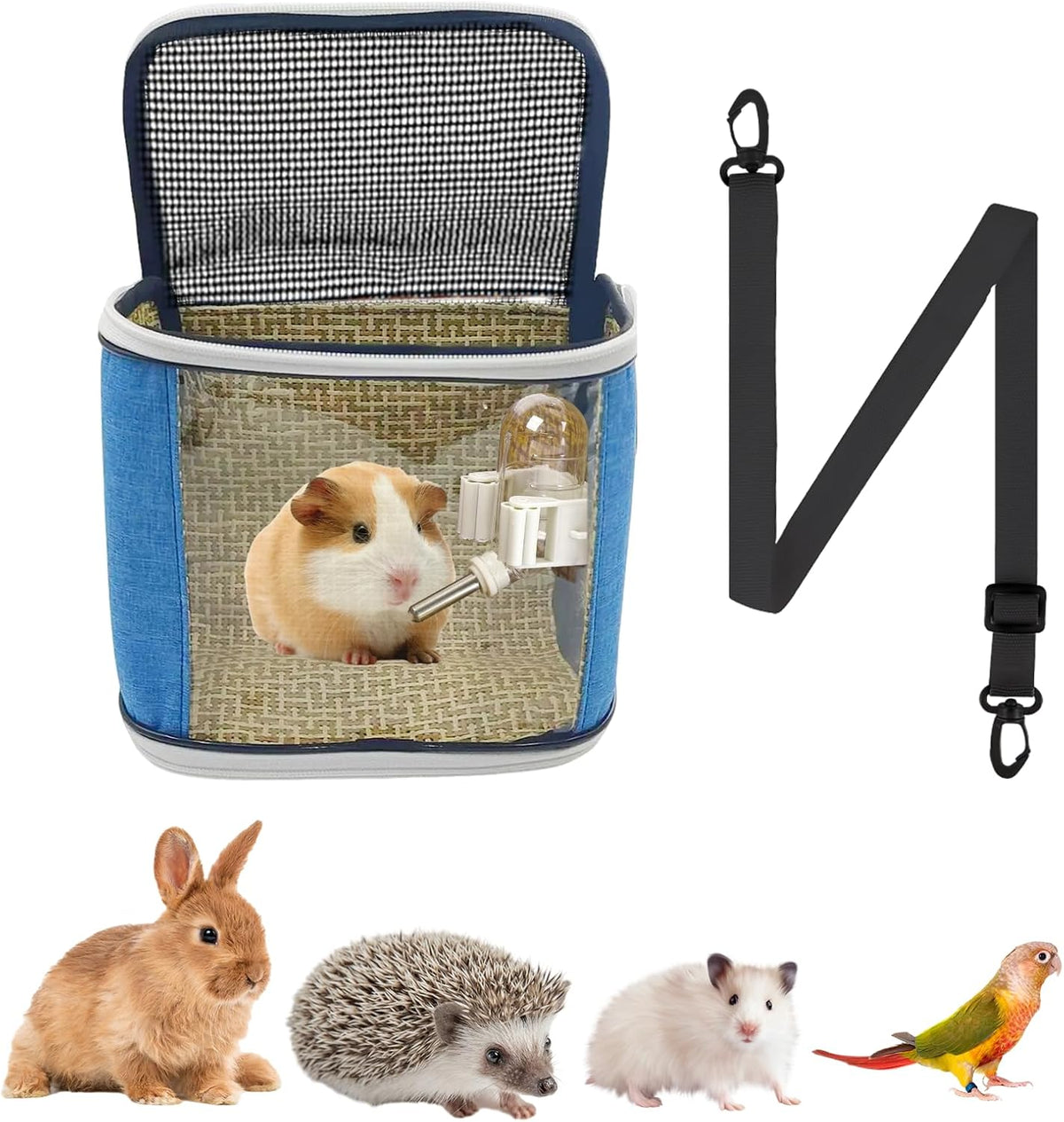 Guinea Pig Carrier Bag with Water BottleTravel Portable Small Animal Carrier Sling Pouch, Clear Window Carrier Backpack for Hamster Bunny Gerbil Hedgehog Sugar Glider Lizard Bird.(Pink) - Image 9