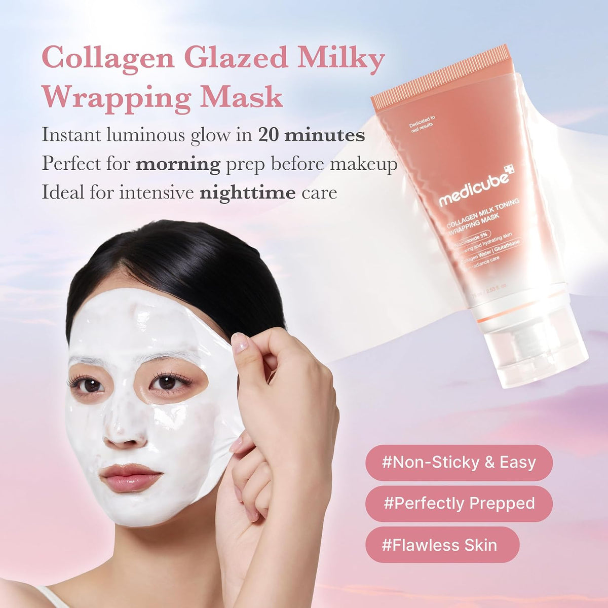 Medicube daytime peel off mask texture and cream swatch