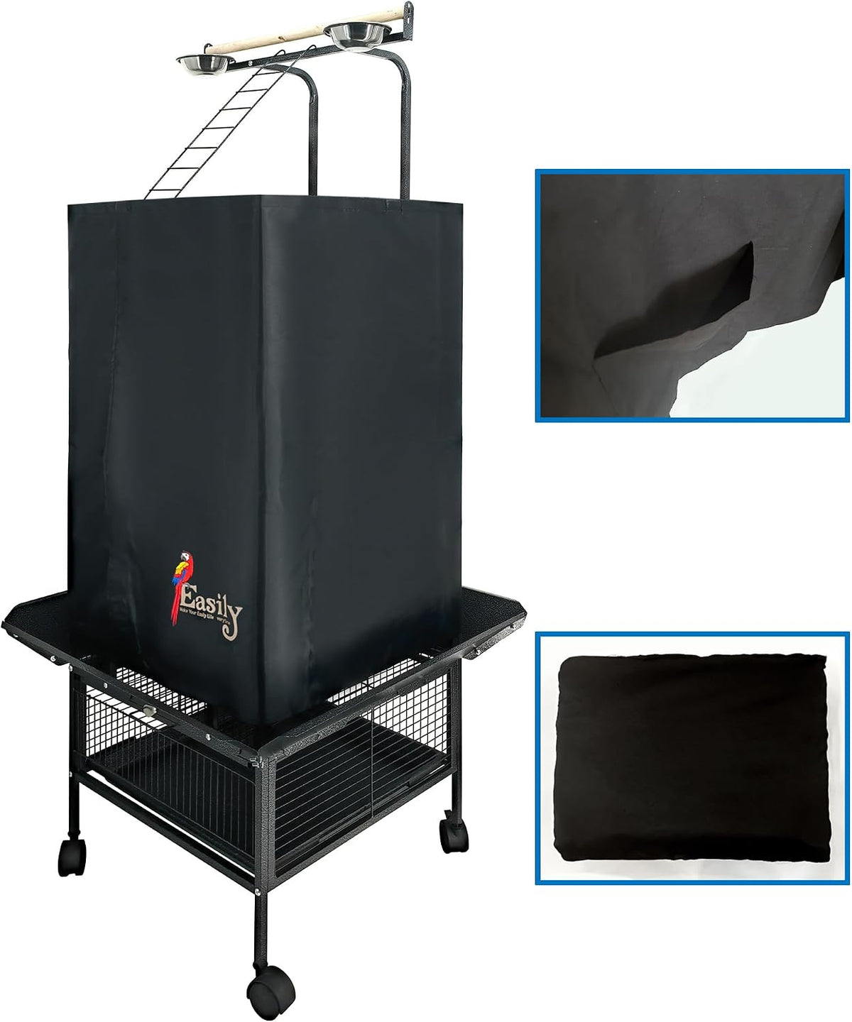 Easily bird cage cover folded to show blackout shading material
