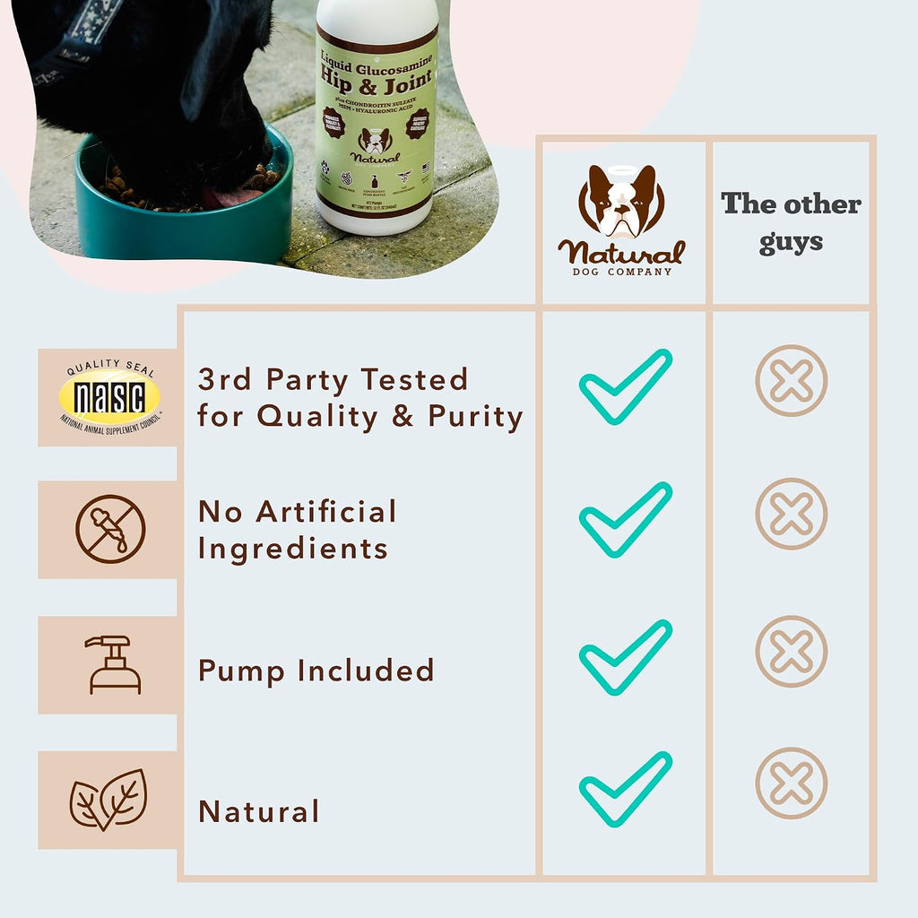 Natural Dog Company hip and joint oil nutritional facts label