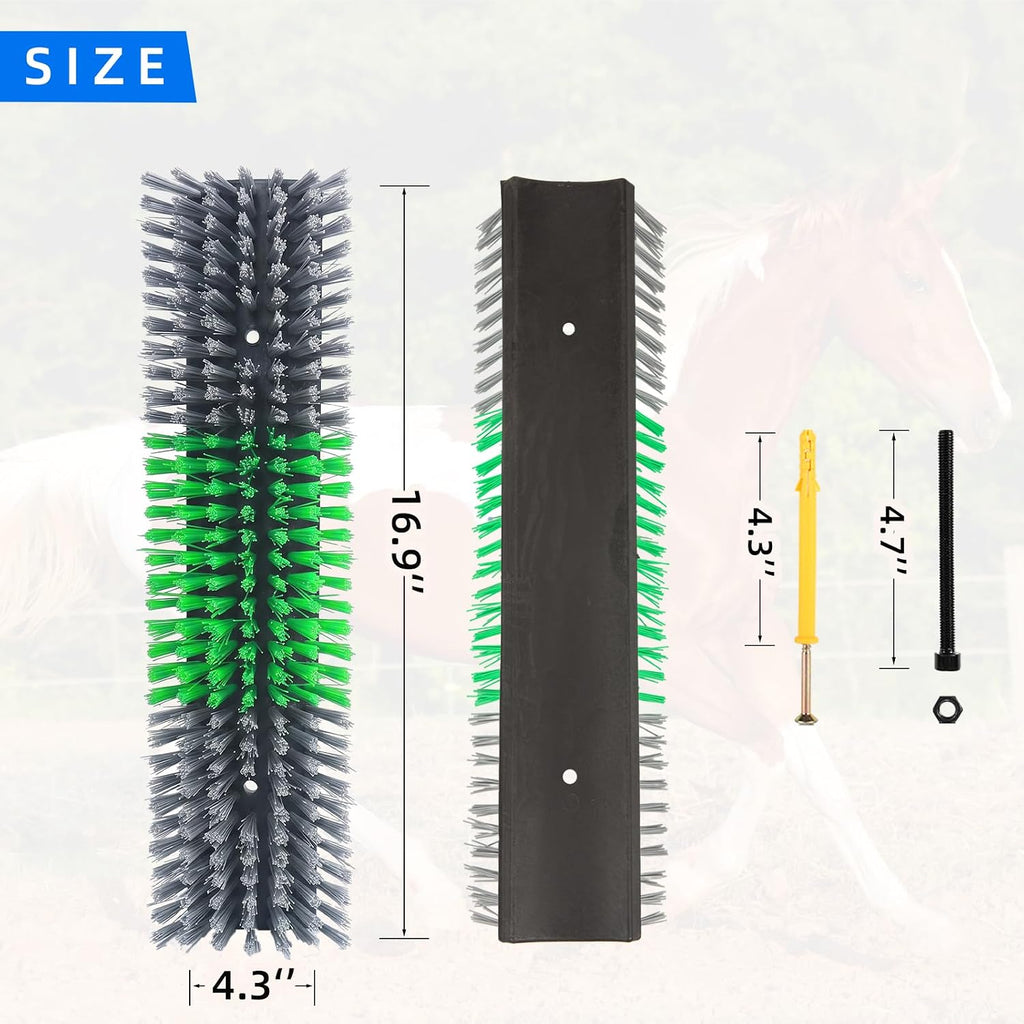 Close-up of thick nylon bristles on the Rouisxue horse scratching brush.