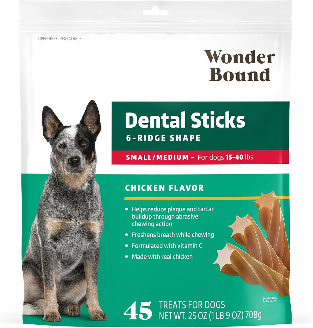 Amazon Brand - Wonder Bound Chicken Flavor Dental Sticks for Large Dogs (Over 30 lbs), 6-Ridge Shape for Plaque & Tartar Control, Freshens Breath, Made With Real Chicken, 40 Count (Pack of 1) - Image 13