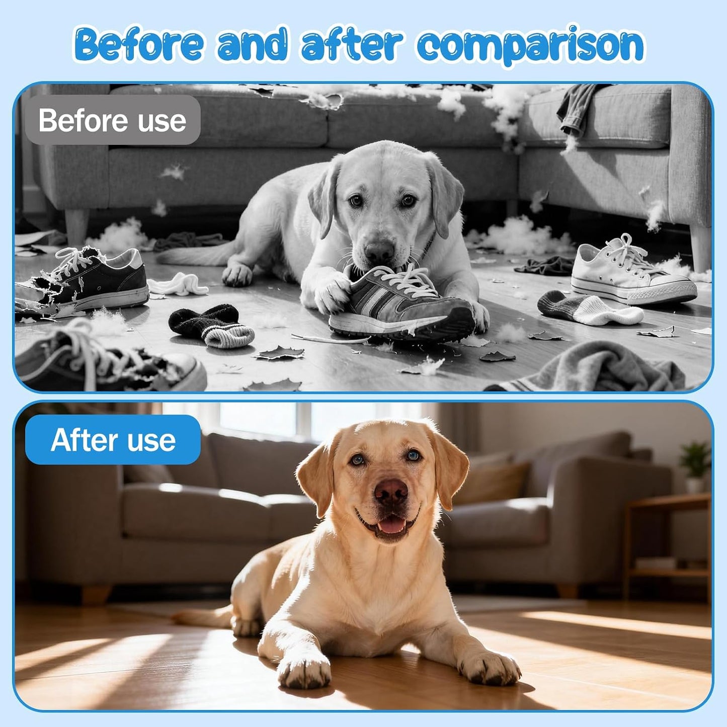 Close up of QHZ alcohol-free dog spray bottle label