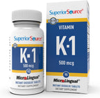 Superior Source Vitamin K1 500 Mcg tablets bottle front view supplement package