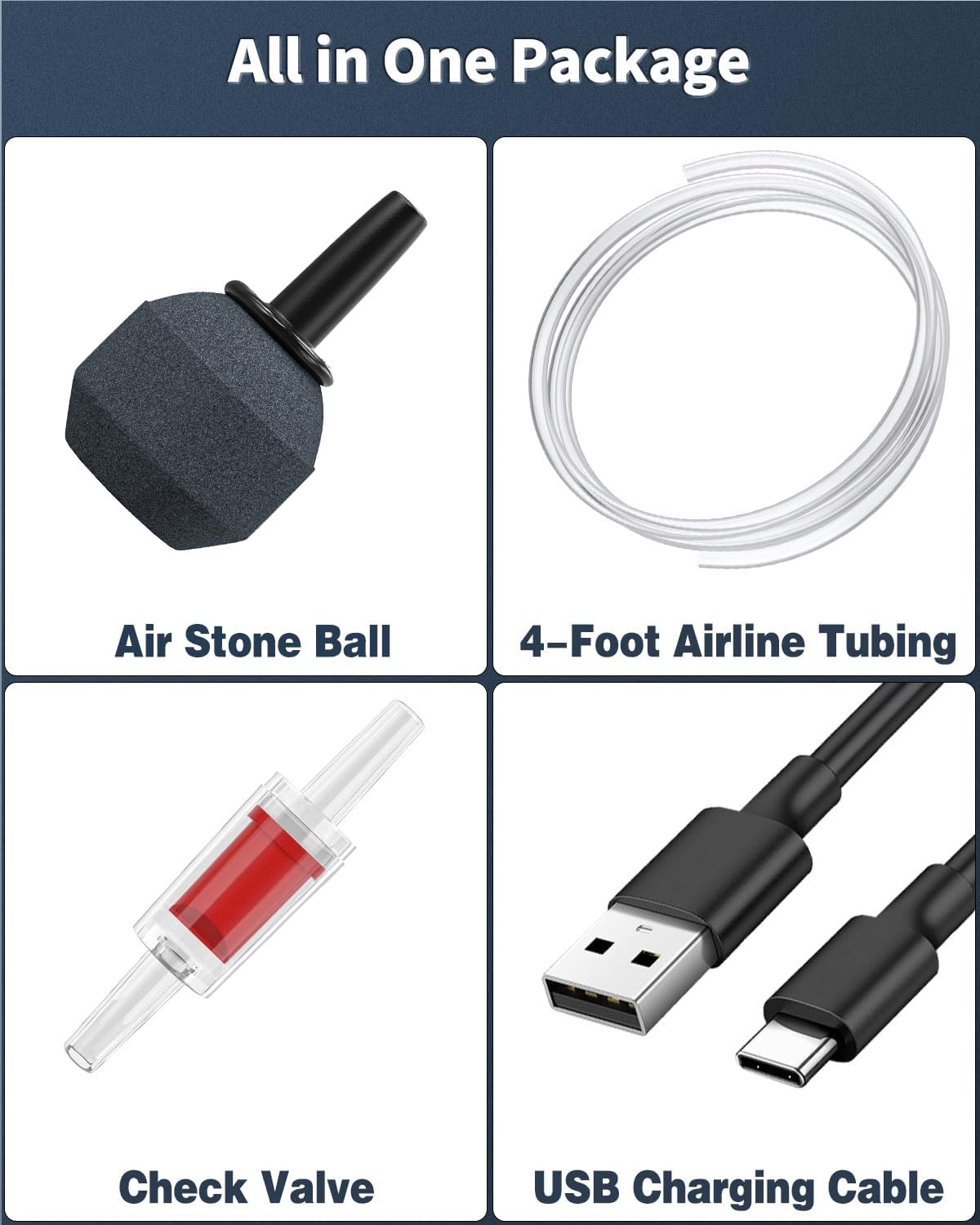 Pawfly aquarium air pump with included tubing and air stone accessories