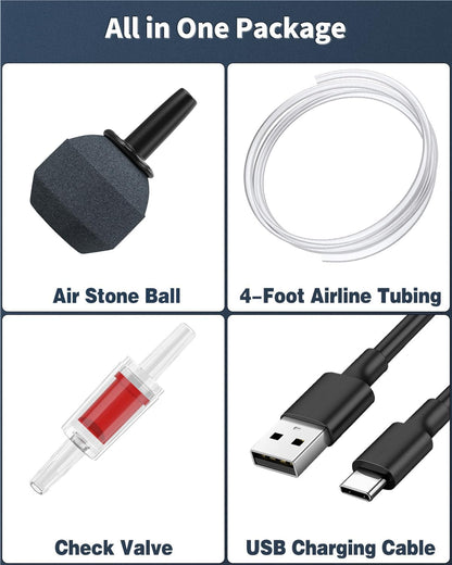 Pawfly aquarium air pump with included tubing and air stone accessories