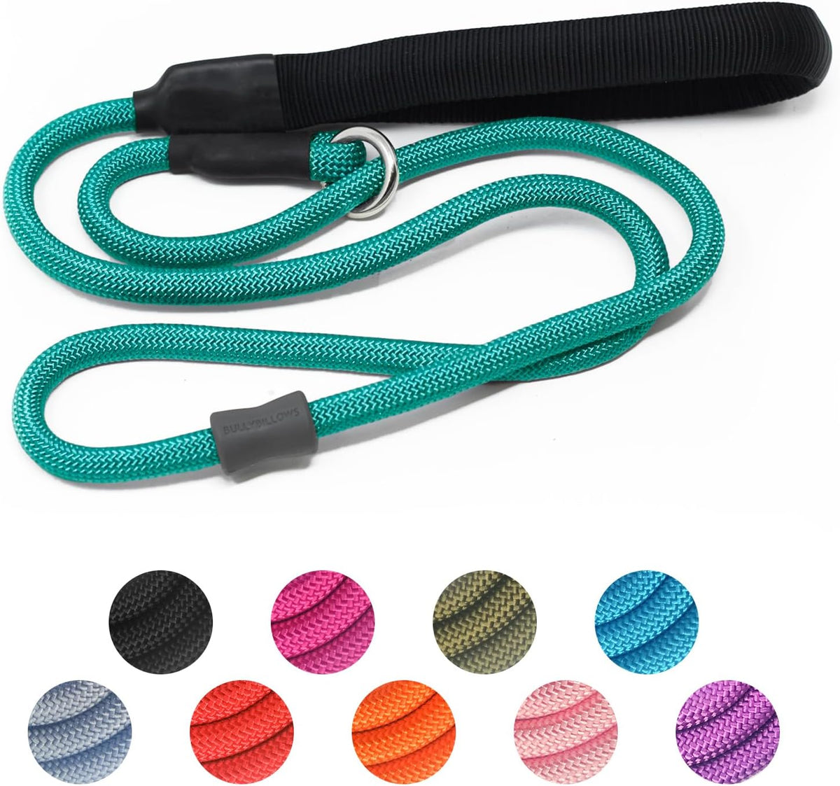 Strong Slip Rope Dog Training Leash (4ft) - Heavy Duty Durable Braided Nylon Lead with Rubber Stopper & Padded Handle - Large Medium Small Dogs No Pull Walking (Black, 1/2" x 4ft) - Image 12