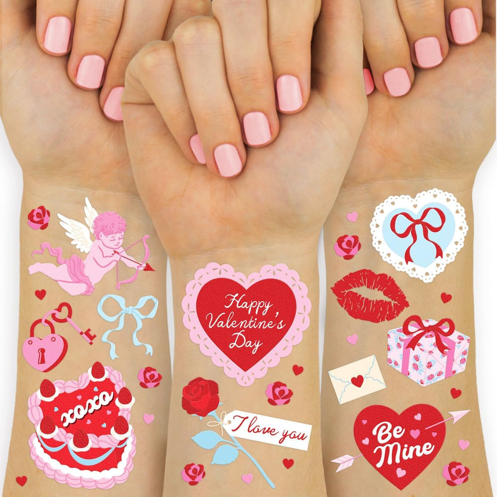 Xo, Fetti Valentine temporary tattoos full set front view