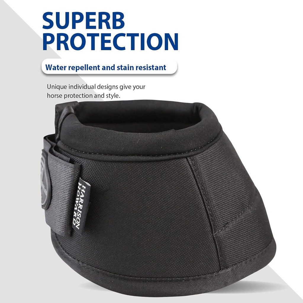 Harrison Howard protective hoof boot pair angled view demonstrating the ergonomic contoured shape