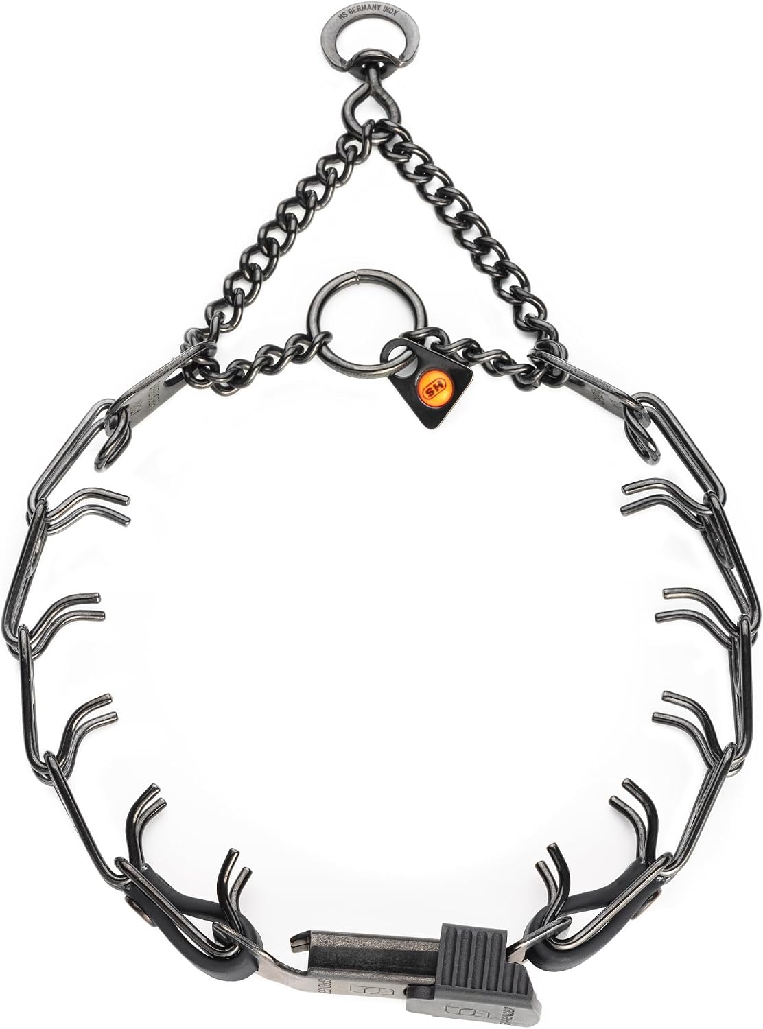 Herm Sprenger training collar highlighting the secure quick release ClicLock buckle assembly.