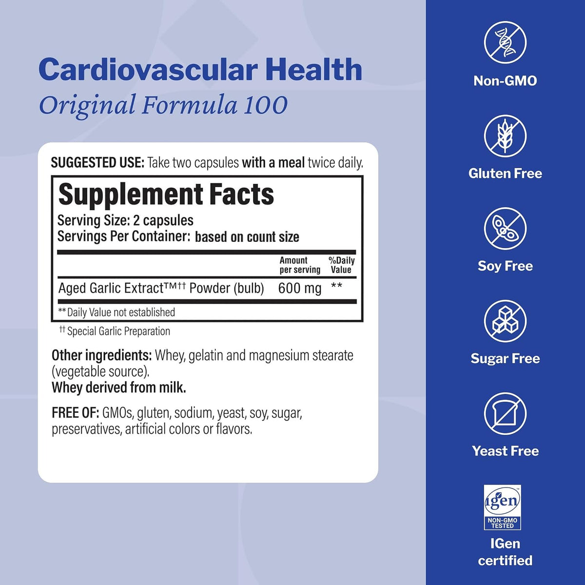 Kyolic Aged Garlic Extract Cardiovascular Health* Formula 100, 300 Capsules - Image 3