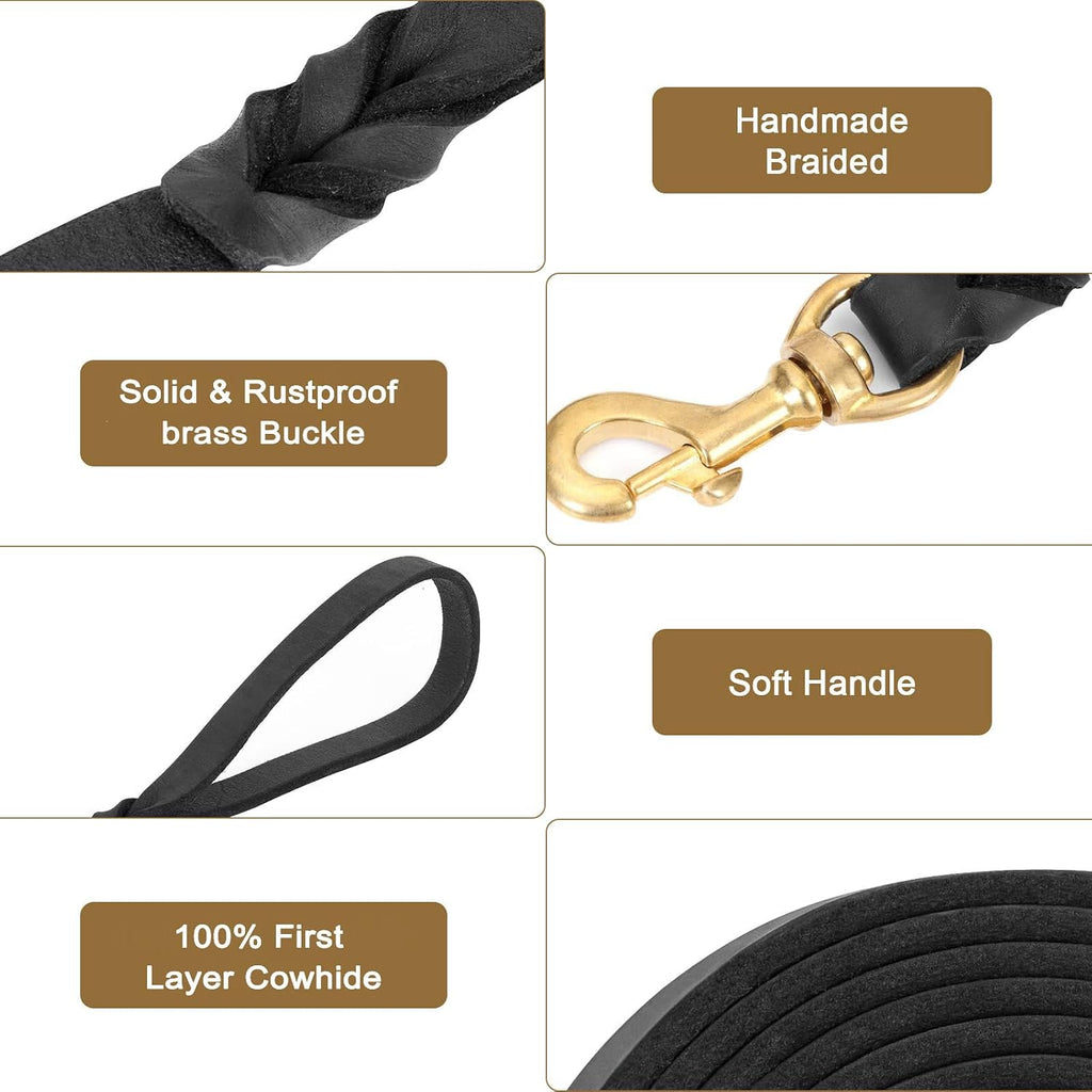 Guiding Star black training dog lead showing twist braided joint detailing