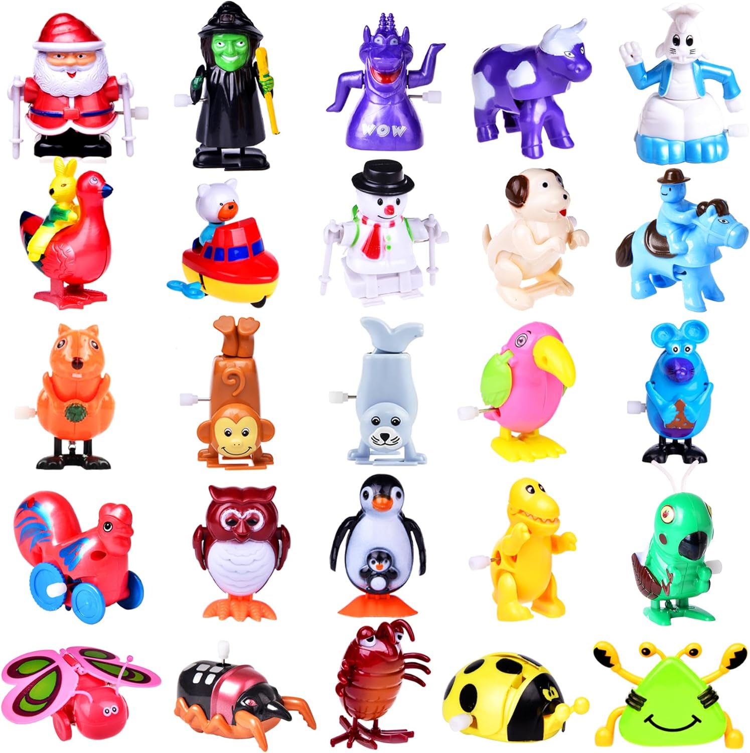 Fun Little Toys wind up toys 25 pieces front view showcasing colorful assorted animals