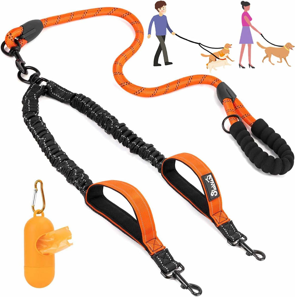 Lukovee Double Dog Leash, No Tangle 360 degrees Swivel Heavy Duty Reflective Lead with Two Padded Handles Dual Dog Splitter, Comfortable Shock Absorbing Walking Training for Small Medium Large Dogs(Blue,M) - Image 9