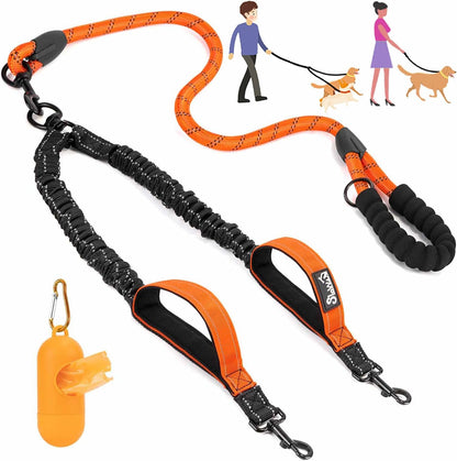 Lukovee Double Dog Leash, No Tangle 360 degrees Swivel Heavy Duty Reflective Lead with Two Padded Handles Dual Dog Splitter, Comfortable Shock Absorbing Walking Training for Small Medium Large Dogs(Blue,M) - Image 9