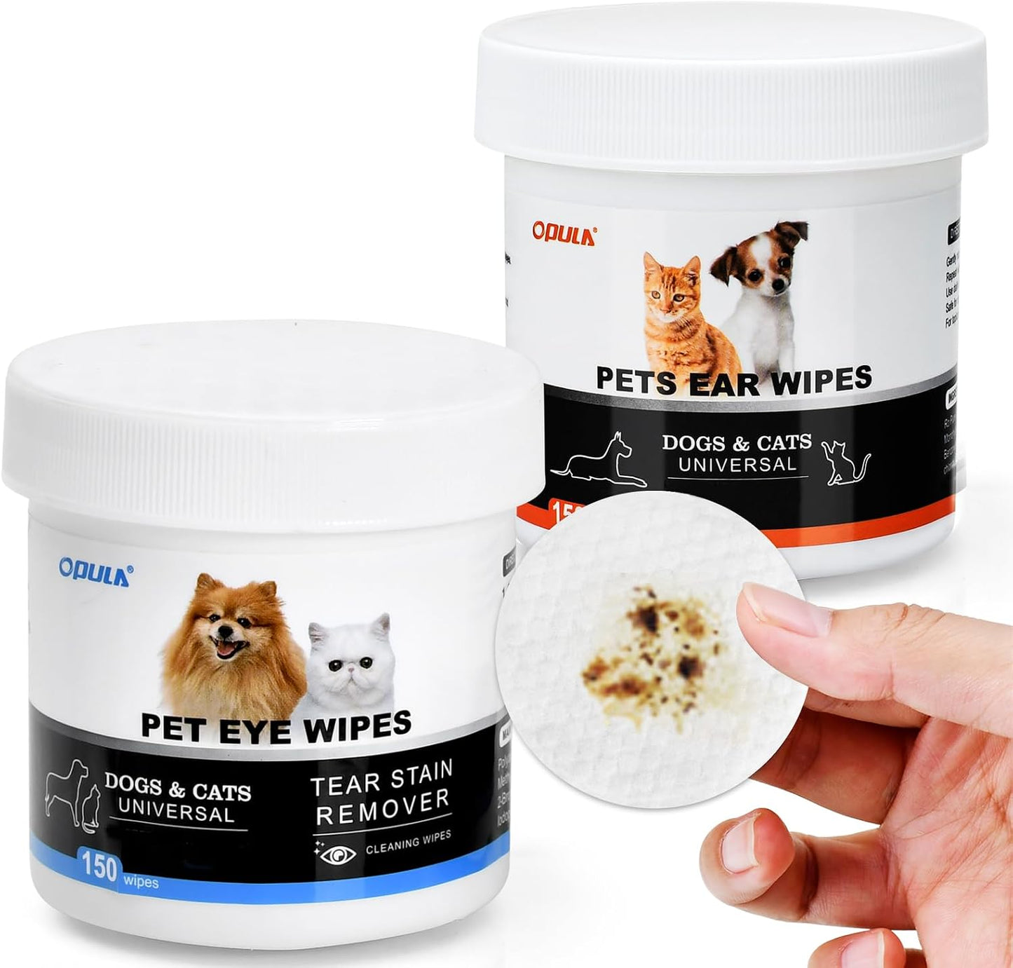 Eco-friendly pet tear stain remover wipes 300 count jar close up
