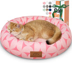 Zerbuger 20in Washable Cat Beds for Indoor Cats - Round Donut Pet Bed for Cats, Small Dogs, Puppy, Kitten - Anti-Slip Bottom, Calming Bed Gift - Pink - Image 14
