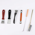 ACOGEDO bird cage cleaner brush kit front view showcasing six cleaning tools.