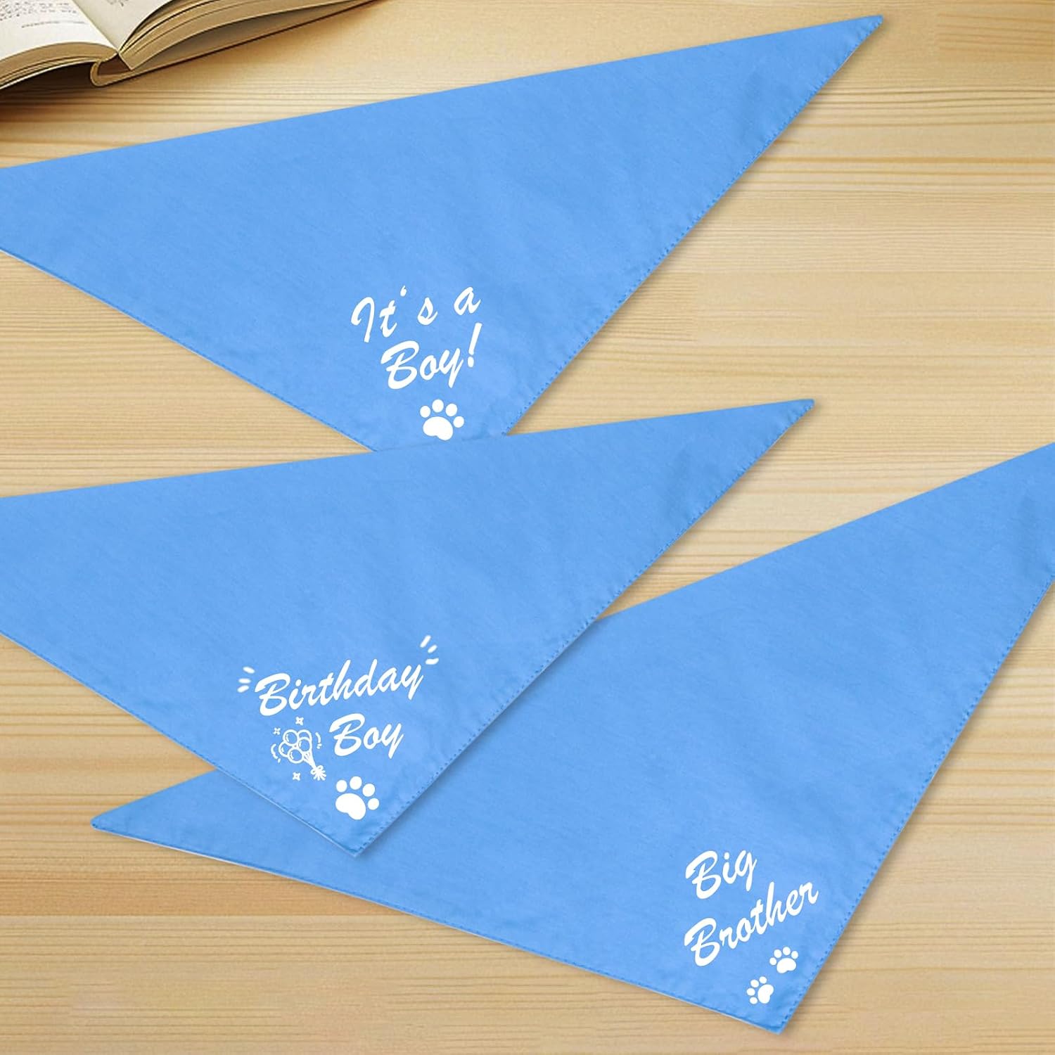 Solid blue cotton fabric detail of Agroon dog bandana