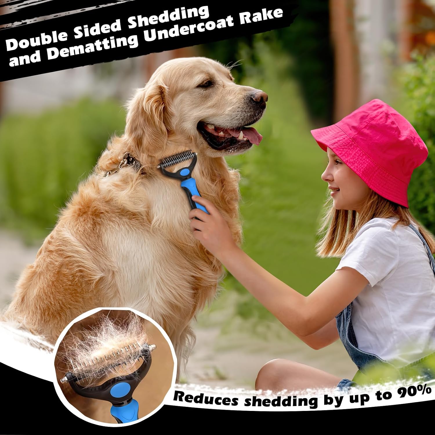 Double-sided dematting rake for pet undercoat
