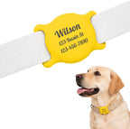 Personalized Designed for AirTag Dog Collar Holder - UV Laser Engraved Pet Name & Phone Number, Soft Silicone Slide-On, Quiet & Washable, 3 Sizes for Dogs & Cats (Light Pink, M 3/4" (2.7 * 1.5")) - Image 14