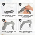 BRKURLEG Dog Recovery Suit with Legs, Leg Wound Protector Soft Post Surgery Dog Suit, Pet Surgical Onesie Stop Licking Leg Joints and Wounds After Surgery, Elbow & Knee Wound Cover, Grey L - Image 9