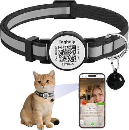 Reflective AirTag Cat Collar, Integrated Cat Collar with Air Tag Holder and Bell, Breakaway with QR Code Name Tag,Safety Elastic Band Cat Collars for Girl Boy Cats, Kittens and Puppies (Blue) - Image 13