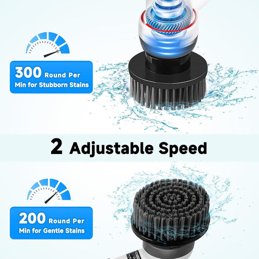 Eight interchangeable brush heads included with the AQQA electric aquarium cleaning kit arranged neatly.