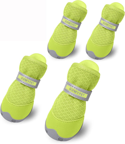 QUMY 4PCS Dog Shoes for Small Dogs, Hot Pavement Summer Puppy Dog Boots & Paw Protectors with Soft Anti-Slip Rubber Sole, Mesh Breathable Dog Booties for Hardfloors, Walking Running Pink Size 2 - Image 10
