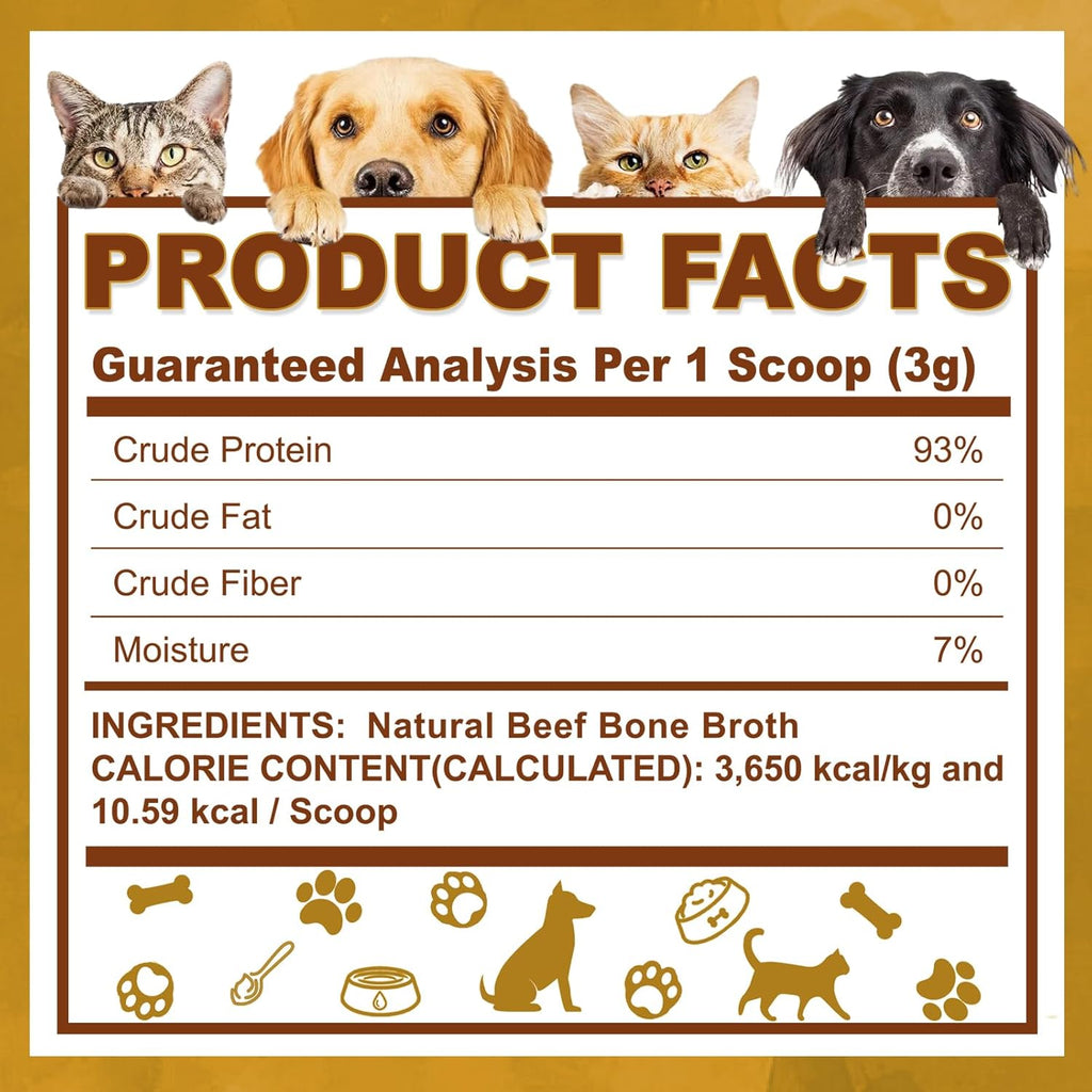 Zammex unflavored beefy paws bone broth powder nutritional supplement label details