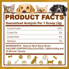 Zammex unflavored beefy paws bone broth powder nutritional supplement label details