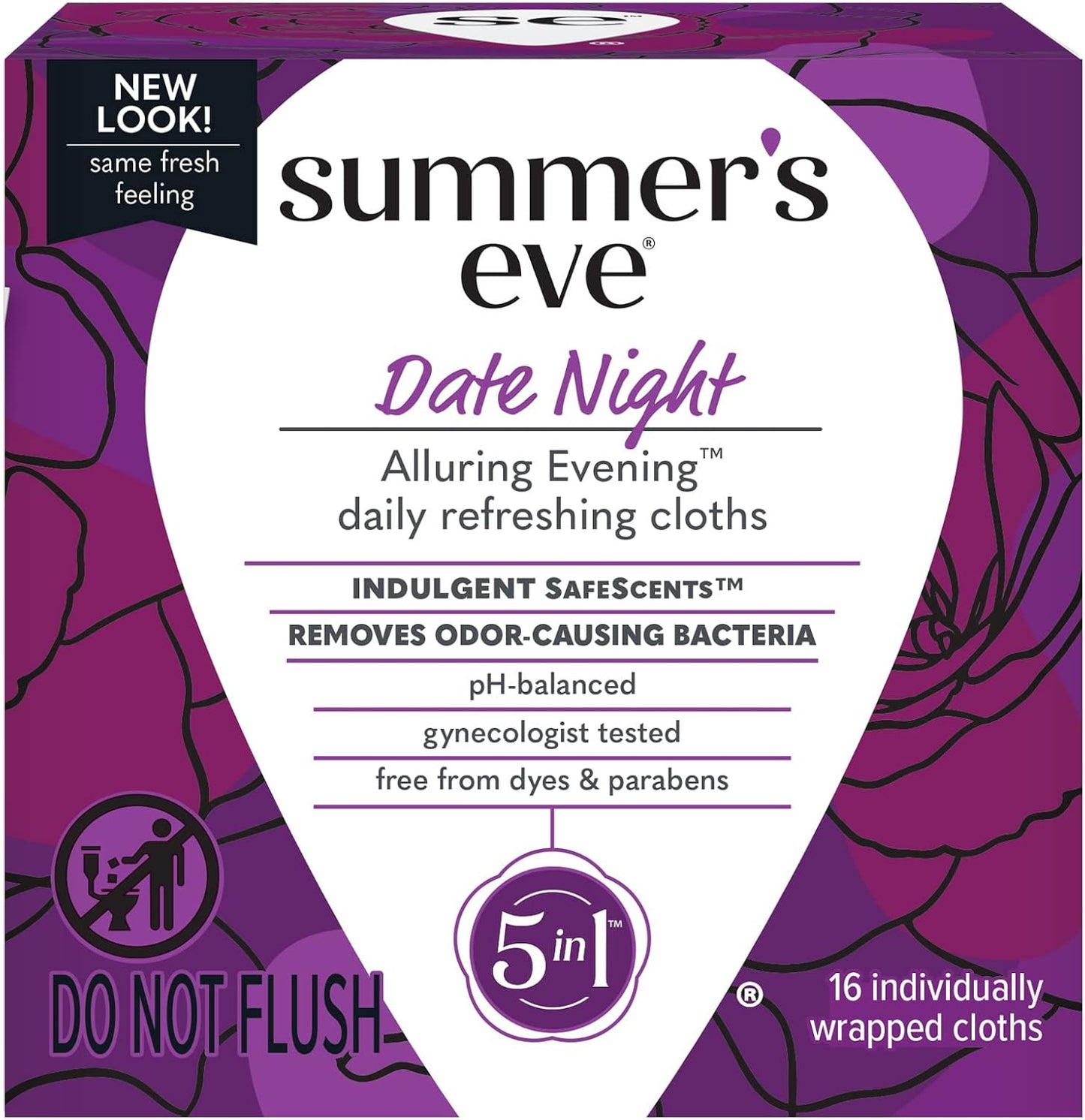 Summer's Eve Date Night Feminine Cleansing Wipes 16 count pack front view