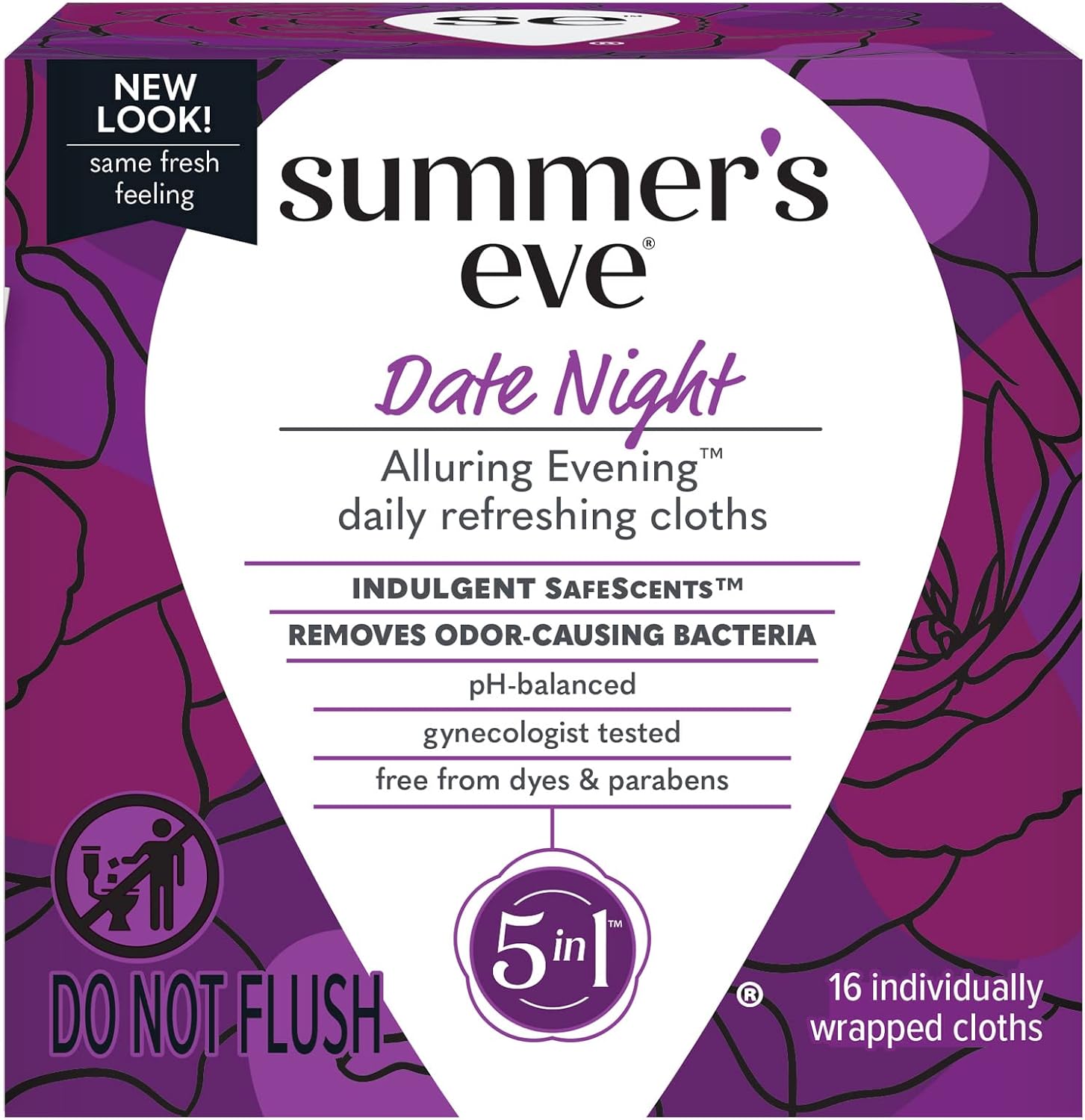 Summer's Eve Date Night Feminine Cleansing Wipes 16 count pack front view