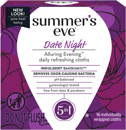 Summer's Eve Date Night Feminine Cleansing Wipes 16 count pack front view