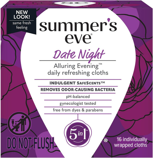 Summer's Eve Date Night Feminine Cleansing Wipes 16 count pack front view