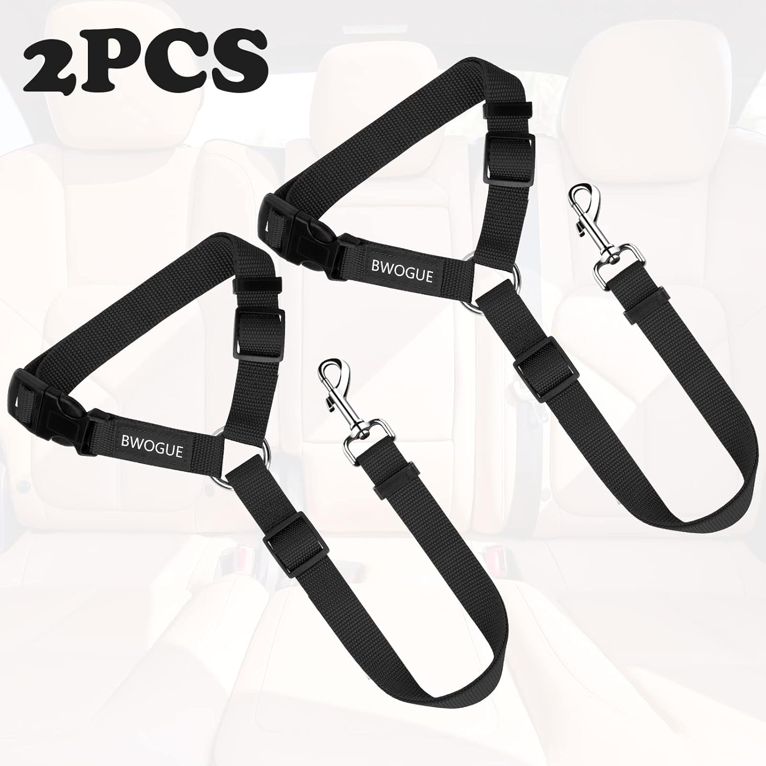 Bwogue adjustable nylon pet car restraint black