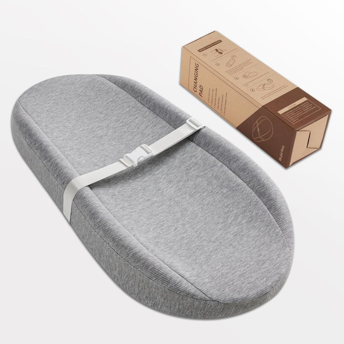 Blissful Diary baby changing pad grey avocado front view