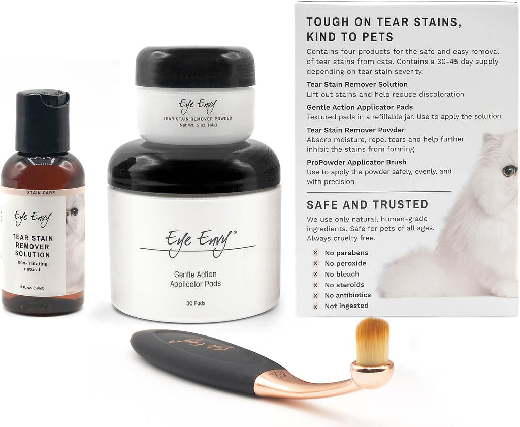 Two step cat eye cleaning kit with solution and powder