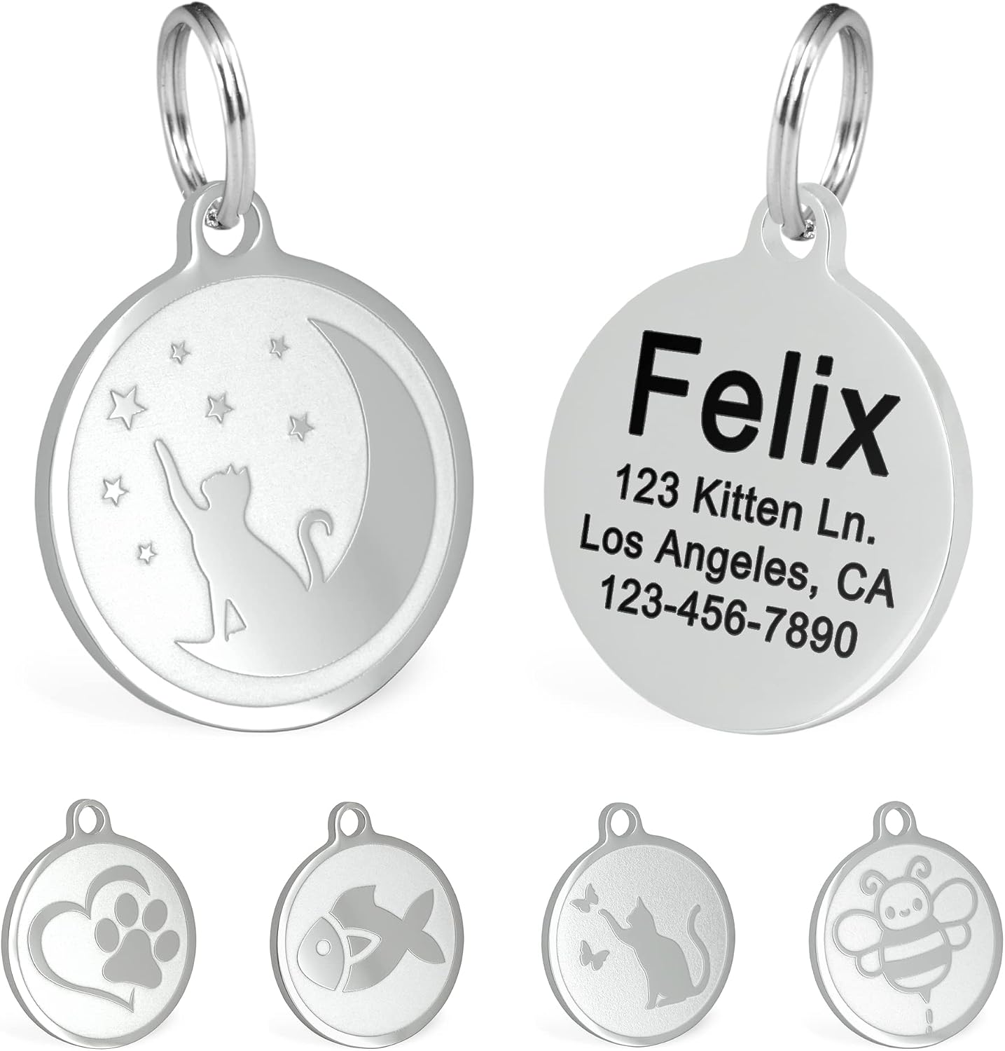 Ultra Joys Engraved Cat Name Tags Personalized - Stainless Steel Name Tag Pet Identification - Small Dog ID Tags Personalized for up to 4 Lines of Text - Pet ID Tags for Cat Collar - Pirate - Image 10